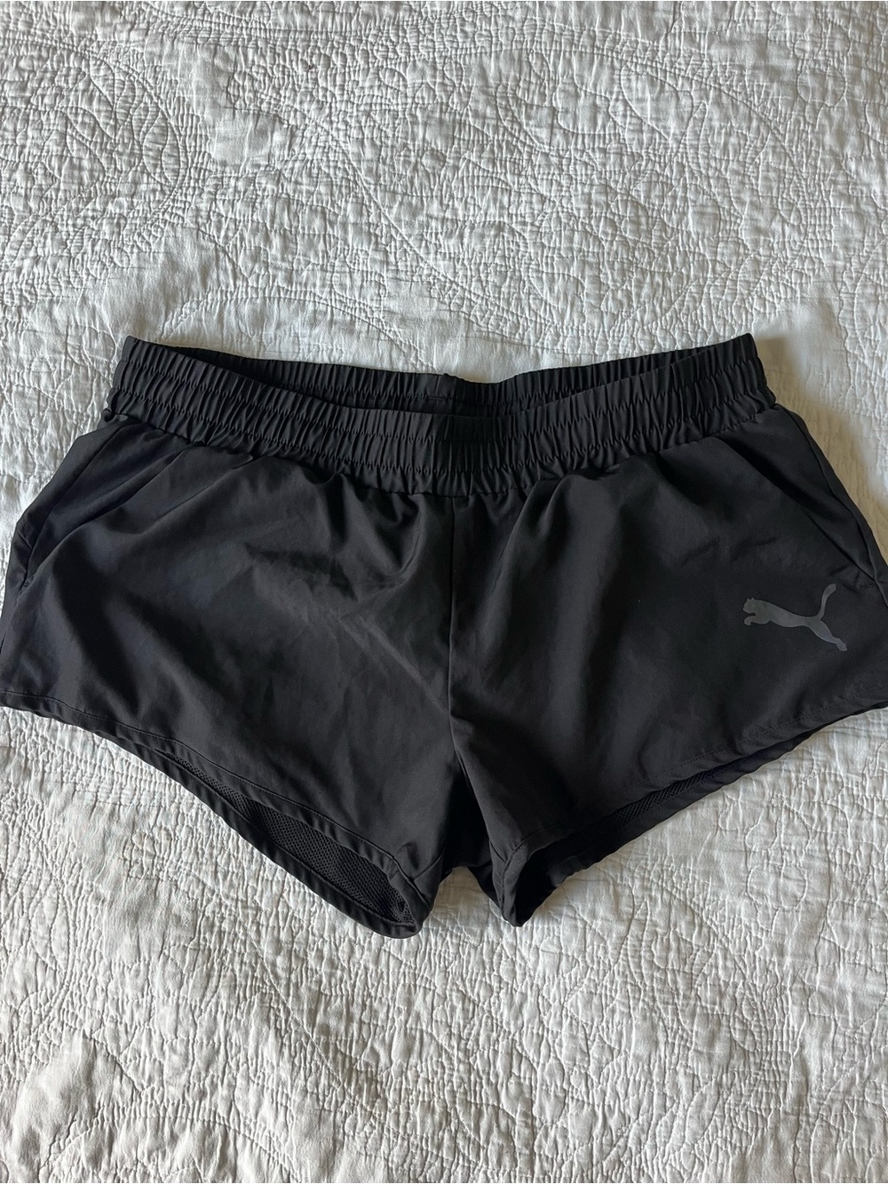 Puma Women's Black Athletic Shorts with Subtle Logo